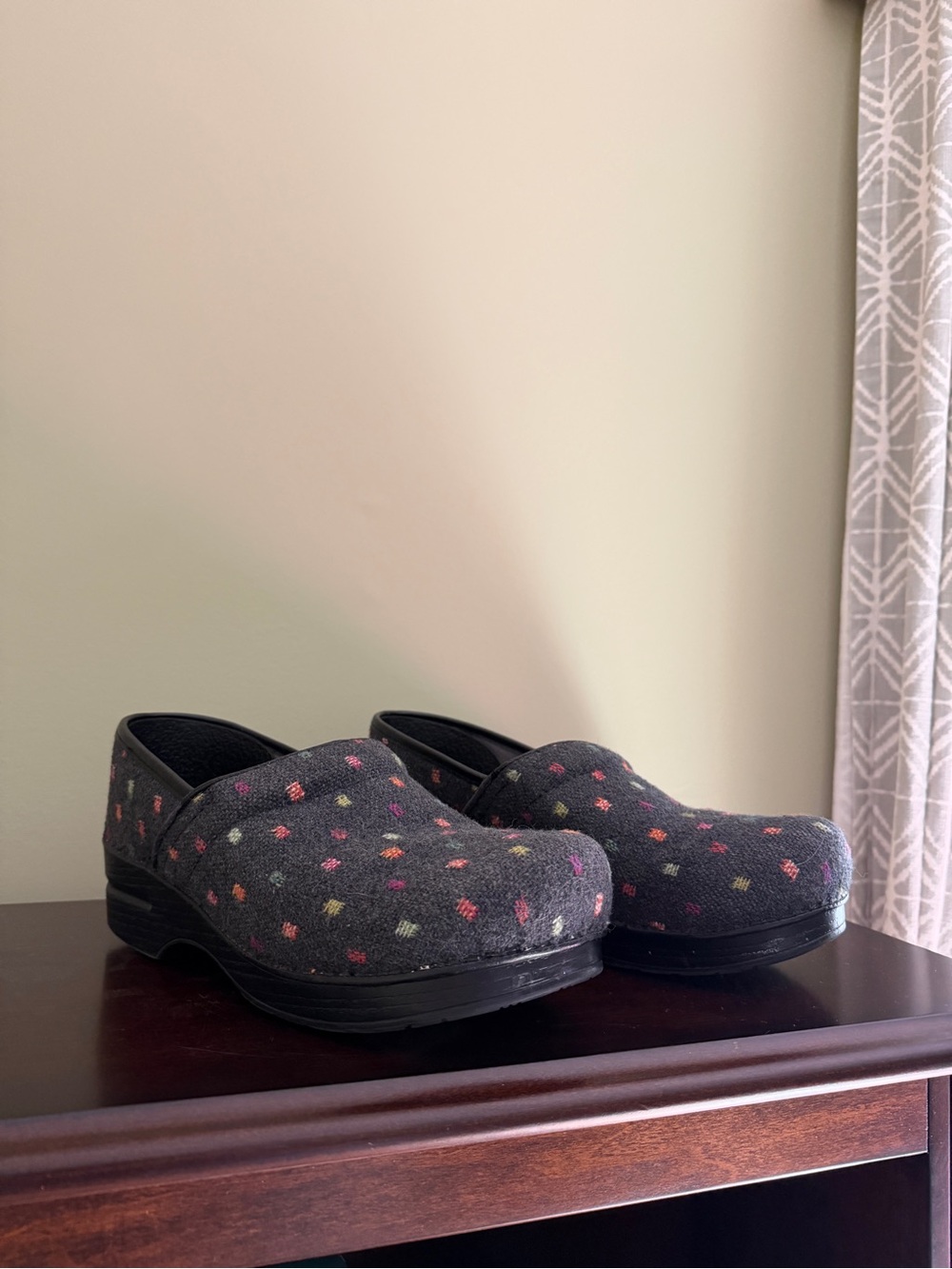 Dansko patterned wool clogs